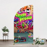 Aperturee The Fresh Prince Retro Graffiti Birthday Half Moon Arch Backdrop, 1.6 x 4 ft (0.5 x 1.2 m), 98.18 USD, arch backdrop kit, GHJ07179YL-AJ