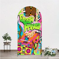 Aperturee 90s Hip Hop Themed Fresh Prince Arch Backdrop, Retro Graffiti Art for Baby Shower, Throwback Birthday Party Decor, 1.6x4ft (50x120cm)
