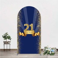 Aperturee 21st Happy Birthday Arch Backdrop Gold Glitter Number 21 on Navy Blue Background, Professional Studio Portrait Prop
