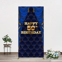 Aperturee Royal Navy Curtain Happy 50th Birthday Rectangle Backdrop, 1.6 x 4 ft (0.5 x 1.2 m), 98.18 USD, arch backdrop kit, GHJ07285CF-AJ