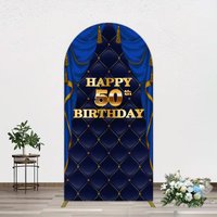 Aperturee Royal Navy Curtain Happy 50th Birthday Arch Backdrop, 1.6 x 4 ft (0.5 x 1.2 m), 98.18 USD, arch backdrop kit, GHJ07285-AJ