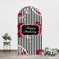 Aperturee Floral Stripe Pearl Happy Birthday Arch Backdrop, 1.6 x 4 ft (0.5 x 1.2 m), 98.18 USD, arch backdrop kit, GHJ07417-AJ