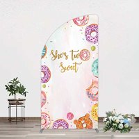 Aperturee Two Sweet Donut Pink Girl Birthday Half Moon Arch Backdrop, 1.6x4ft (50x120cm), 98.18 USD, arch backdrop kit, GHJ07479YL-AJ