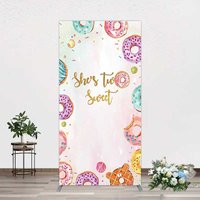 Aperturee Two Sweet Donut Pink Girl Birthday Rectangle Backdrop, 1.6x4ft (50x120cm), 98.18 USD, arch backdrop kit, GHJ07479CF-AJ