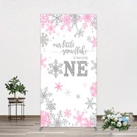 Aperturee Little Snowflake 1st Birthday Arch Backdrop Pink Silver Winter Girl One Studio Background