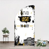 Aperturee Two Legit to Quit Birthday Half Moon Arch Backdrop, Second Bday Hip Hop Party Banner, 90s Retro Boombox Photo Prop Decor, 1.6x4ft (50x1