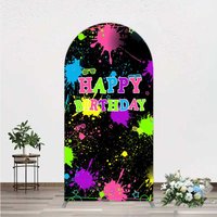 Aperturee Neon Splatter Arch Backdrop, Sleepover Party Prop, Arch Frame Cover