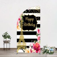 Aperturee Floral Gold Tower Birthday Girl Half Moon Arch Backdrop, 1.6 x 4 ft (0.5 x 1.2 m), 98.18 USD, arch backdrop kit, GHJ07845YL-AJ