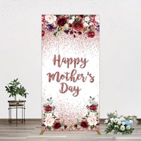 Aperturee Floral Rose Gold Glitter Mothers Day Rectangle Backdrop, 1.6 x 4 ft (0.5 x 1.2 m), 98.18 USD, arch backdrop kit, GLH0B957CF-AJ