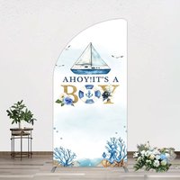 Aperturee Ahoy Boy Seagulls Boat Baby Shower Half Moon Arch Backdrop, 1.6 x 4 ft (0.5 x 1.2 m), 98.18 USD, arch backdrop kit, GLH0C881YL-AJ