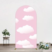 Aperturee Fairytale Pink White Clouds Birthday Arch Backdrop, 1.6 x 4 ft (0.5 x 1.2 m), 98.18 USD, arch backdrop kit, GLH0D123-AJ
