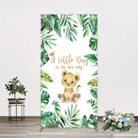 Aperturee Boho Green Leaves Lion Baby Shower Rectangle Backdrop, 1.6 x 4 ft (0.5 x 1.2 m), 98.18 USD, arch backdrop kit, GLH0D185CF-AJ