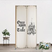 Aperturee Once Upon a Time Storybook Rectangle Backdrop, Fairytale Princess Castle Theme, Vintage Birthday and Baby Shower Decor, 1.6x4ft (50x120cm)