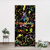 Aperturee Feliz Cumplea?os Rectangle Backdrop Banner, Colorful Paint Splatter Party Decor, Spanish Happy Birthday Photo Prop, 1.6x4ft (50x1