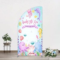 Aperturee Under The Sea Birthday Girl Party Half Moon Arch Backdrop, 1.6 x 4 ft (0.5 x 1.2 m), 98.18 USD, arch backdrop kit, GLH0E719YL-AJ