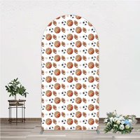 Aperturee Sports Balls Pattern Birthday Arch Backdrop, Basketball Football and Soccer Balls All Star Party Background for Studio