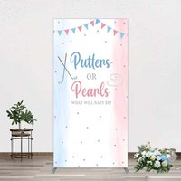 Aperturee Putters Pearls Dots Baby Gender Reveal Rectangle Backdrop, 1.6x4ft (50x120cm), 98.18 USD, arch backdrop kit, GLH0E889CF-AJ