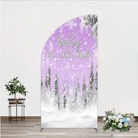 Aperturee Baby It's Cold Outside Half Moon Arch Backdrop, Lavender Winter Wonderland, Purple Snowflake Girl Baby Shower Decor, 1.6x4ft (50x120cm)