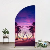 Aperturee Sunset Ferris Wheel Beach Babychella Half Moon Arch Backdrop, 1.6 x 4 ft (0.5 x 1.2 m), 98.18 USD, arch backdrop kit, GLH0G148YL-AJ