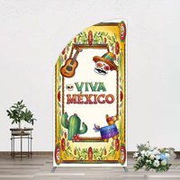 Aperturee Vintage Cactus Skull Viva Mexico Party Half Moon Arch Backdrop, 1.6 x 4 ft (0.5 x 1.2 m), 98.18 USD, arch backdrop kit, GLH0G537YL-AJ