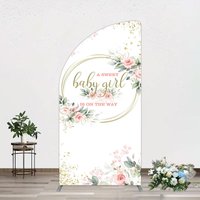 Aperturee Floral Spring Pink Girl Baby Shower Half Moon Arch Backdrop, 1.6 x 4 ft (0.5 x 1.2 m), 98.18 USD, arch backdrop kit, GLH0G849YL-AJ