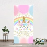 Aperturee Cute Unicorn Rainbow Glitter Birthday Rectangle Backdrop, 1.6 x 4 ft (0.5 x 1.2 m), 98.18 USD, arch backdrop kit, GLH0G863CF-AJ
