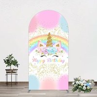 Aperturee Cute Unicorn Rainbow Glitter Birthday Arch Backdrop, 1.6 x 4 ft (0.5 x 1.2 m), 98.18 USD, arch backdrop kit, GLH0G863-AJ