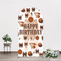 Aperturee Happy Birthday Arch Backdrop, Basketballs or Bows Gender Reveal, He or She Sports Theme Party Decor