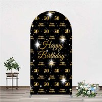 Aperturee 50th Birthday Arch Backdrop Black and Gold Studio Prop