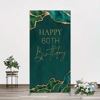 Aperturee Happy 60th Birthday Arch Backdrop Emerald Green Gold Marble Decoration Abstract Luxury Background Professional Prop