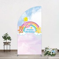 Aperturee Clouds Rainbow Cute Bear Happy Birthday Half Moon Arch Backdrop, 1.6 x 4 ft (0.5 x 1.2 m), 98.18 USD, arch backdrop kit, GWHIPS0094YL-AJ