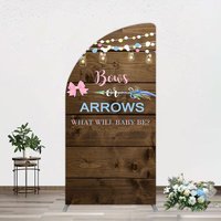 Aperturee Bows Or Arrows Wood Light Baby Shower Half Moon Arch Backdrop, 1.6 x 4 ft (0.5 x 1.2 m), 98.18 USD, arch backdrop kit, GZH0C444YL-AJ