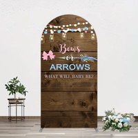 Aperturee Bows Or Arrows Wood Light Baby Shower Arch Backdrop, 1.6 x 4 ft (0.5 x 1.2 m), 98.18 USD, arch backdrop kit, GZH0C444-AJ