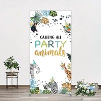 Aperturee Calling Party Animals Jungle Birthday Rectangle Backdrop, 1.6 x 4 ft (0.5 x 1.2 m), 98.18 USD, arch backdrop kit, GZH0D809CF-AJ