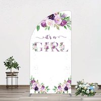 Aperturee Floral Purple Series Girl Baby Shower Half Moon Arch Backdrop, 1.6 x 4 ft (0.5 x 1.2 m), 98.18 USD, arch backdrop kit, GZH0D811YL-AJ
