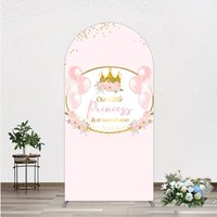 Aperturee Our Little Princess Baby Shower Arch Backdrop, Pink and Gold Royal Crown with Balloons, Girl Party Photo Booth Decor, 1.6x4ft (50x120cm)