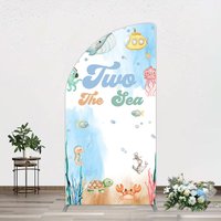Aperturee Cartoon Two The Sea Fresh Birthday Half Moon Arch Backdrop, 1.6 x 4 ft (0.5 x 1.2 m), 98.18 USD, arch backdrop kit, GZH0F009YL-AJ