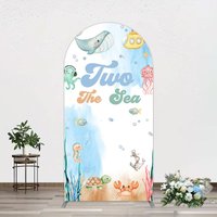 Aperturee Cartoon Two The Sea Fresh Birthday Arch Backdrop, 1.6 x 4 ft (0.5 x 1.2 m), 98.18 USD, arch backdrop kit, GZH0F009-AJ