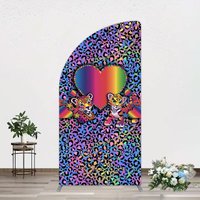 Aperturee Colorful Tiger Couple Heart Graffiti Half Moon Arch Backdrop, 1.6 x 4 ft (0.5 x 1.2 m), 98.18 USD, arch backdrop kit, GZH0F069YL-AJ