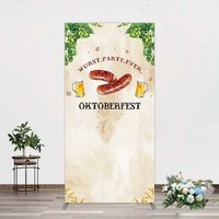 Aperturee Wurst Party Ever Sausage Oktoberfest Rectangle Backdrop, 1.6x4ft (50x120cm), 98.18 USD, arch backdrop kit, GZH0F091CF-AJ