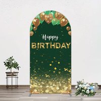 Aperturee Glitter Gold Green Balloons Birthday Arch Backdrop, 1.6 x 4 ft (0.5 x 1.2 m), 98.18 USD, arch backdrop kit, GZH0F410-AJ