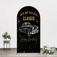 Aperturee Hes Not Old Hes Classic Arch Backdrop Vintage Car on Black Starry Sky Background, Professional Mens Portrait Prop