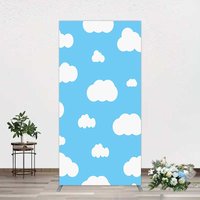 Aperturee Blue Sky Cloudy Kids Birthday Party Rectangle Backdrop, 1.6x4ft (50x120cm), 98.18 USD, arch backdrop kit, GZH0G286CF-AJ