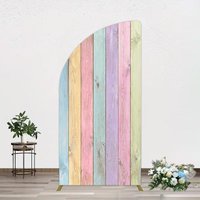 Aperturee Colorful Vintage Wood Grain Easter Half Moon Arch Backdrop, 1.6 x 4 ft (0.5 x 1.2 m), 98.18 USD, arch backdrop kit, GZH0G852YL-AJ