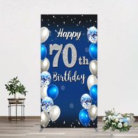 Aperturee Blue Balloons Silver 70Th Birthday Rectangle Backdrop, 1.6 x 4 ft (0.5 x 1.2 m), 98.18 USD, arch backdrop kit, GZH0G892CF-AJ