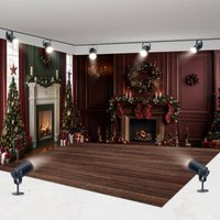 Aperturee Vintage Red Wall Christmas Vibe Room Set Backdrop | Christmas Scenic Backgrounds | Christmas Backgrounds Fireplace | Xmas Backdrop