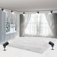 Aperturee White Curtain Window Snowy Winter Room Set Backdrop | Winter Wonderland Backdrop | Winter Scene Backdrop | Winter Wonderland Photo Backdrop