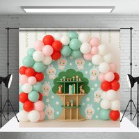Aperturee Cartoon Doll Treehouse Boho Balloon Cake Smash Backdrop, 3X2FT(1MX0.6M), 14 USD, birthday cake smash backdrops, HFHD3L31-M