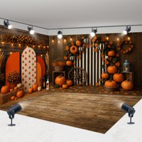 Aperturee Autumn Boho Halloween Pumpkins Room Set Backdrop, 7 x 7 ft / 10 x 7 ft / 10 x 7 ft, 247.5 USD, room set backdrops, HFHD3L44-R, HFHD3L53-B