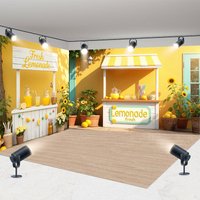 Aperturee Room Set Backdrop, Summer Fresh Lemonade Stand with Sunflowers and Bright Yellow Outdoor Party Decor Prop